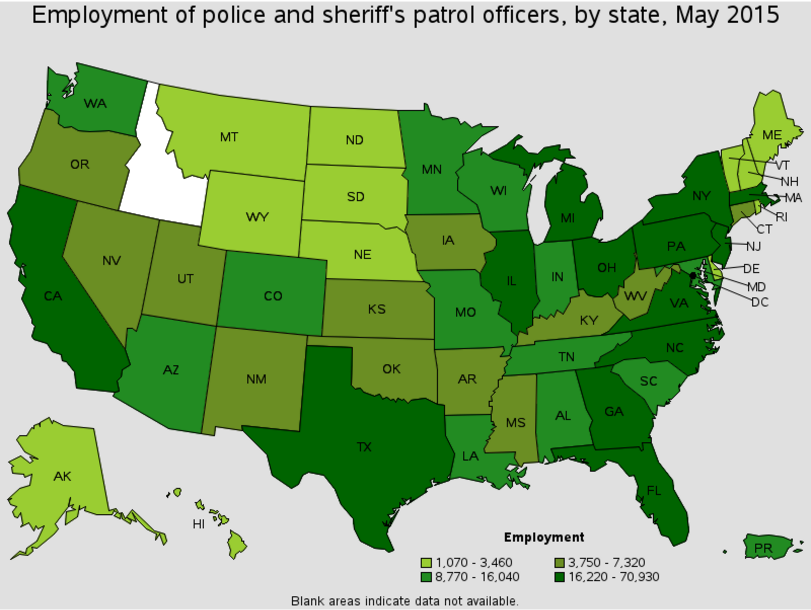 Jefferson police officer career outlook by state