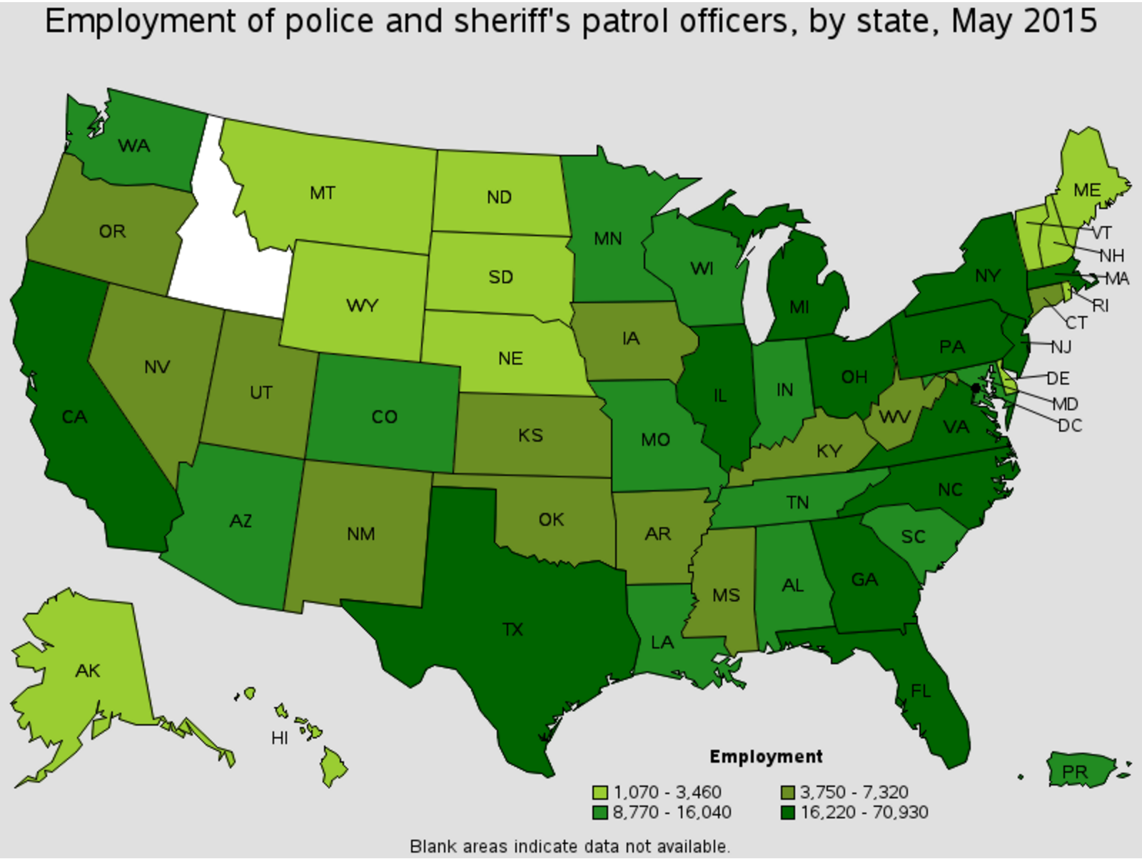 Madison police officer career outlook by state